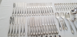 Silver plated cutlery set in Rococo/Louis XV-style - 148-piece/12-pax. - Alpaca 100 - Solingen, Germany