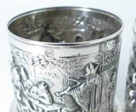 Nostalgic Old-Dutch Silver Plated Tea Caddy and Spoon Vase - H.Hooikaas for Douwe Egberts - the Netherlands, 1960s