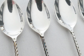 A set of 5 silver Coffee spoons with twirled stems