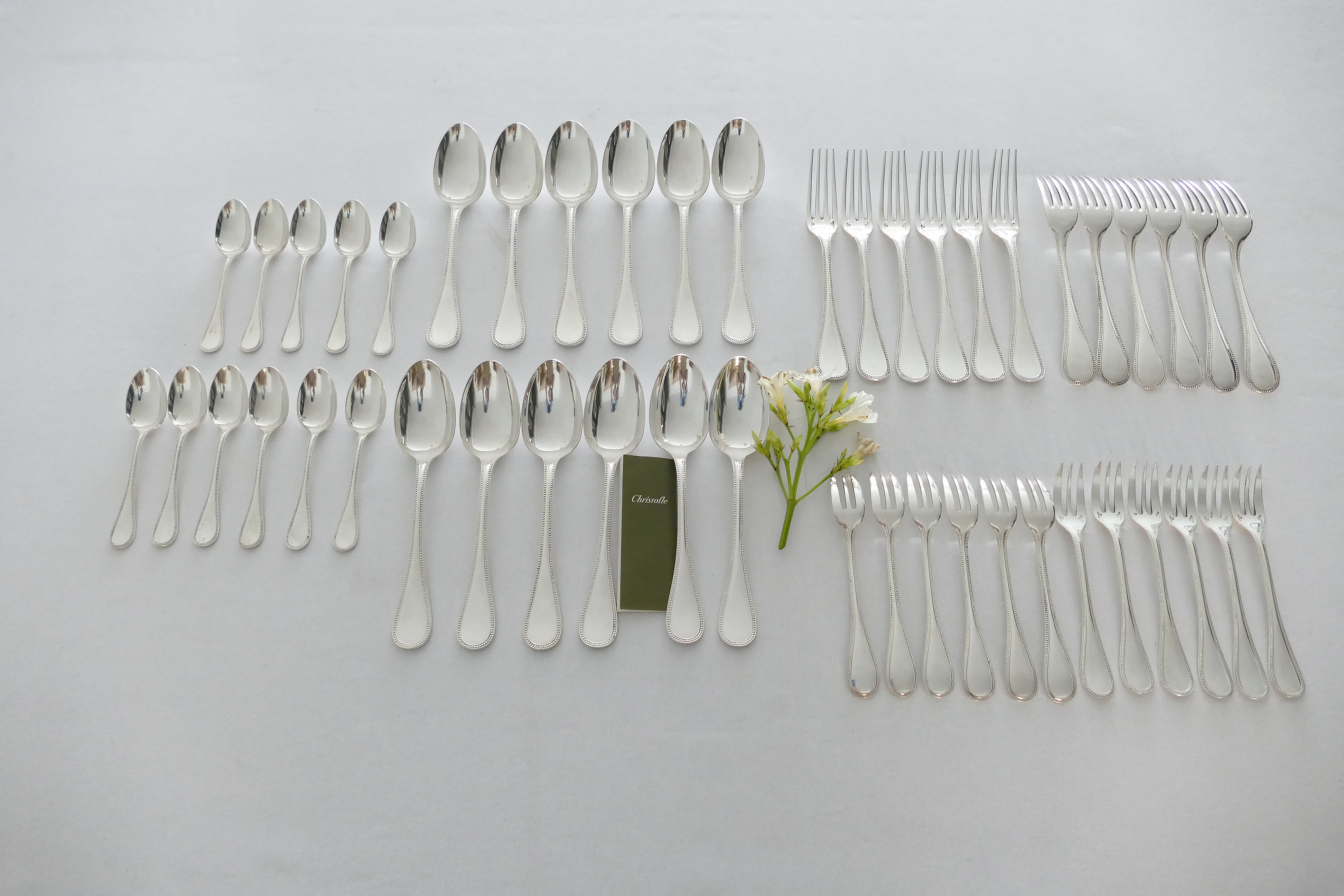 Christofle - Perles - Silver Plated Cutlery Set - 47-piece