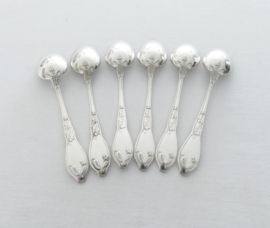 6 Silver Plated Art Nouveau Coffee Spoons  - "Cacao" - Boulenger & Cie, Paris - 1898-1919