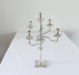A Silver Plated 5-Lights Romantic Candelabra - Valenti, Spain - c. 1960