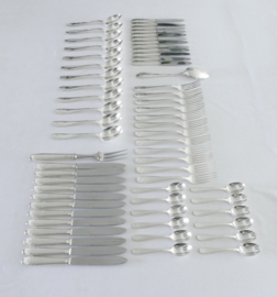 Silver-plated Art Deco Cutlery Set - 62-piece/12-pax. - Orfevrerie J. Brille - France, 1920-1930