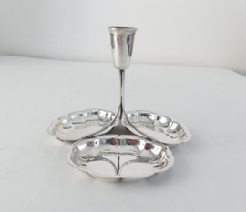 Silver Plated triple biscuit tray with candleholder