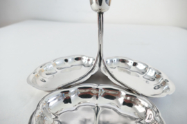 Silver Plated triple biscuit tray with candleholder