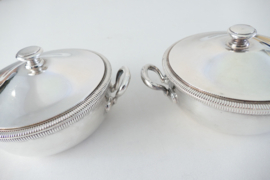 Ercuis - A set of 2 silver plated lidded dishes