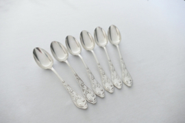 6 Silver Plated Art Nouveau Coffee Spoons  - "Cacao" - Boulenger & Cie, Paris - 1898-1919