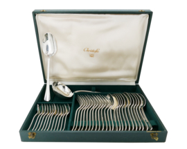 Christofle - model Boreal - Verzilverde Art Deco bestekcassette - 37-delig/12-persoons - ontwerp Luc Lanel
