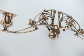 Art Nouveau Piano candleholders in polished brass - Pleyel 1890-1910