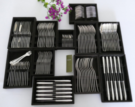 Christofle - Atlas - Silver Plated Cutlery Canteen - 149-piece/12-pax. - Luc Lanel for the Steamship S.S. Normandie - France, 1933-1949