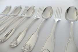 Christofle - Set of 5 silver-plated dinner spoons and dinner forks