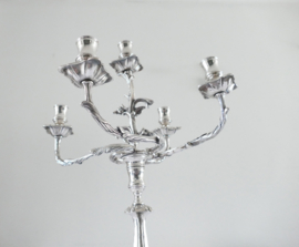 A Silver Plated 5-Lights Romantic Candelabra - Valenti, Spain - c. 1960
