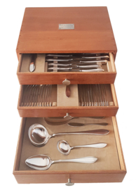 Silver Plated Cutlery Canteen - Point filet model - 45-piece/6-pax. - Gero, Gerritsen Zeist - the Netherlands, 1917-1941