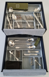 Christofle - verzilverde bestekcassette - model Cluny- 57-delig/10-persoons - Frankrijk, c. 1980's