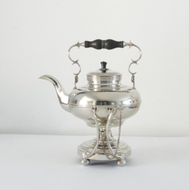 Silver plated Bouilloire on Stand - Tiltable - Ebony handle - the Netherlands, c.1950