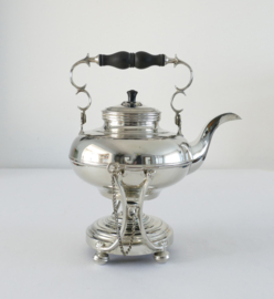 Silver plated Bouilloire on Stand - Tiltable - Ebony handle - the Netherlands, c.1950