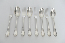 Antique Christofle dinner cutlery - Marly - 4 Dinner Spoons and 4 Dinner Forks - France, 1900-1935