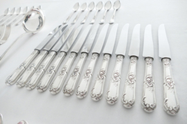 Orfevrerie J.Brille, Paris - Silver plated Louis XV Cutlery Canteen 49-piece/12-pax. - c. 1920