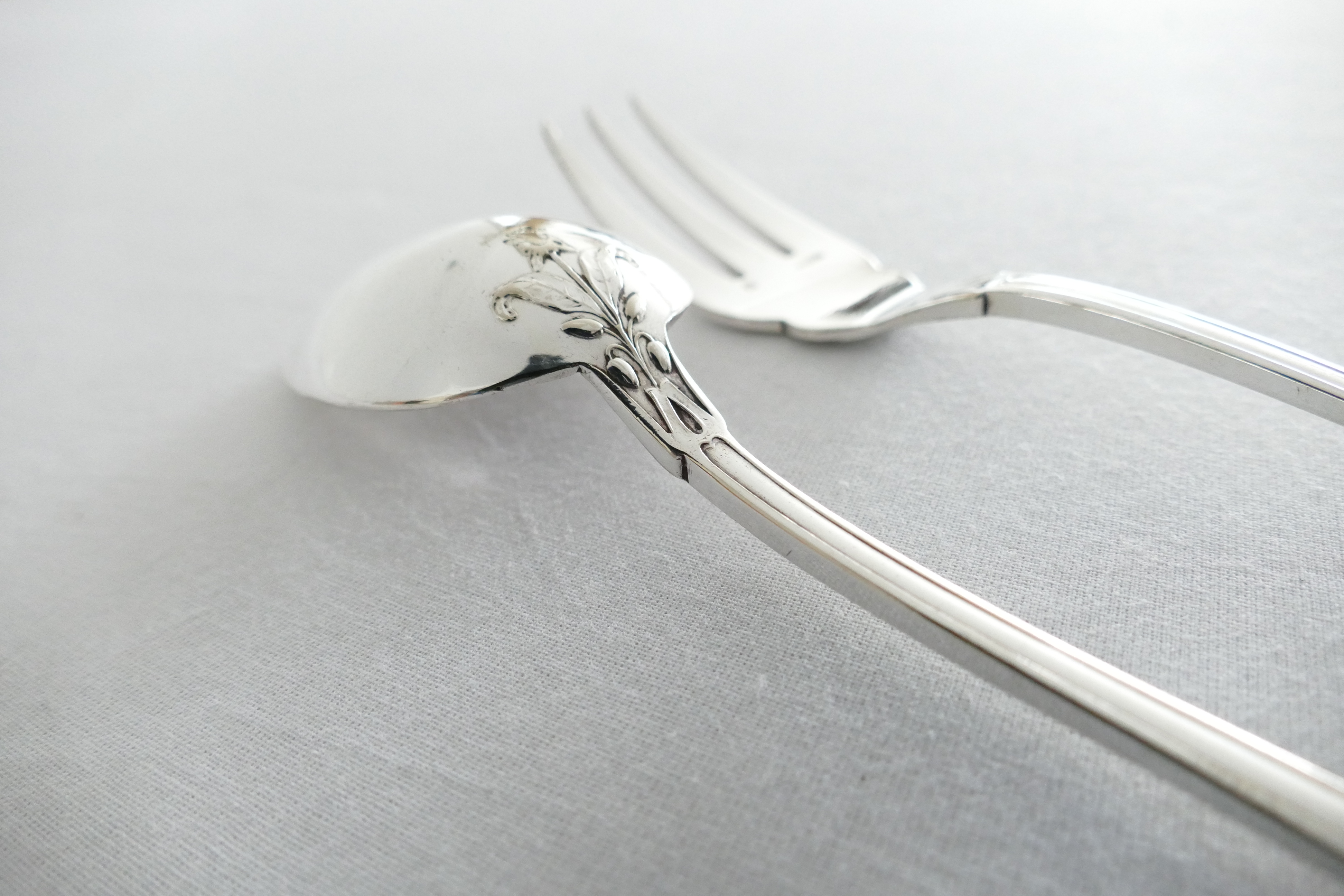 Art Nouveau Silver Plated Salad Servers - "Pavot" - Boulenger & Cie - 1898-1914