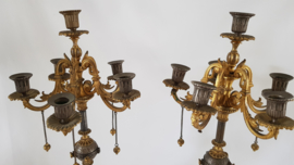 A pair of Napoleon III candelabras in Ormolu, patinated bronze and Onyx - France, 1850-1875