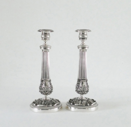 Early 19th-century pair of Old Sheffield Plate Regency candlesticks - Great Brittain, 1820-1830