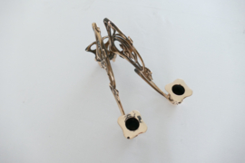 Art Nouveau Piano candleholders in polished brass - Pleyel 1890-1910