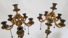 A pair of Napoleon III candelabras in Ormolu, patinated bronze and Onyx - France, 1850-1875