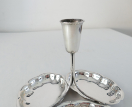 Silver Plated triple biscuit tray with candleholder