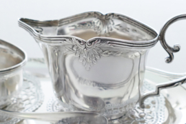 Silver Plated Cream and Sugar Set on tray - Orfevrerie Wiskemann - Belgium, c. 1950