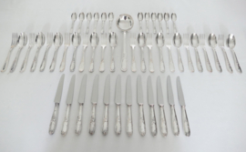 A French Silver Plated Set of Cutlery in Louis XV/Rococo-style - 49-pieces/12-pax. - E.B., France - mid 20th century