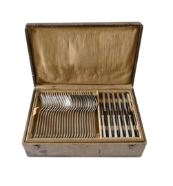 Christofle - Boreal - Silver Plated Cutlery Canteen - 61-piece/12-pax. - design Luc Lanel - France, 1930's