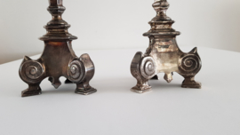 A pair of silver-plated Church candlesticks in Revival style - end of the 19th century