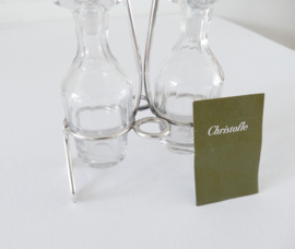 Christofle - Verzilverd Olie-en Azijnstel met Kristallen flesjes - modern design - Frankrijk, c. 1960