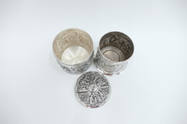 Nostalgic Old-Dutch Silver Plated Tea Caddy and Spoon Vase - H.Hooikaas for Douwe Egberts - the Netherlands, 1960s
