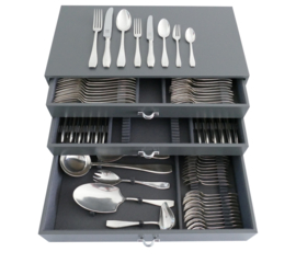 Orfevrerie Otto Wiskemann - Silver-plated Art Deco Cutlery Caneen - 101-piece/12-pax. - Belgium, 1940-1960