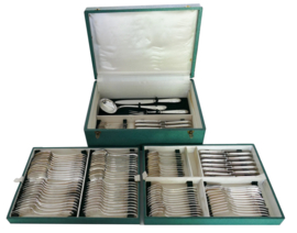 Societé National d'Orfevrerie - Silver Plated Louis XV/Rococo-style Cutlery Canteen - 123-piece/12-pax - France, 1950's