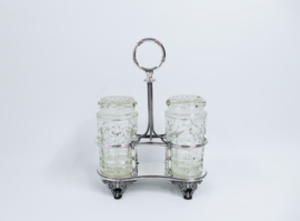 Elkington & Co. - Glass and Silver-Plate Pickle Jars on Stand  - Birmingham, 1897
