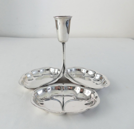 Silver Plated triple biscuit tray with candleholder