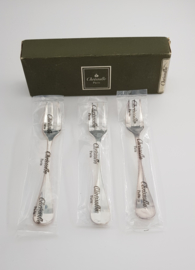 Christofle - Fidelio - 3 silver plated dessert forks in model - in original packaging / mint condition