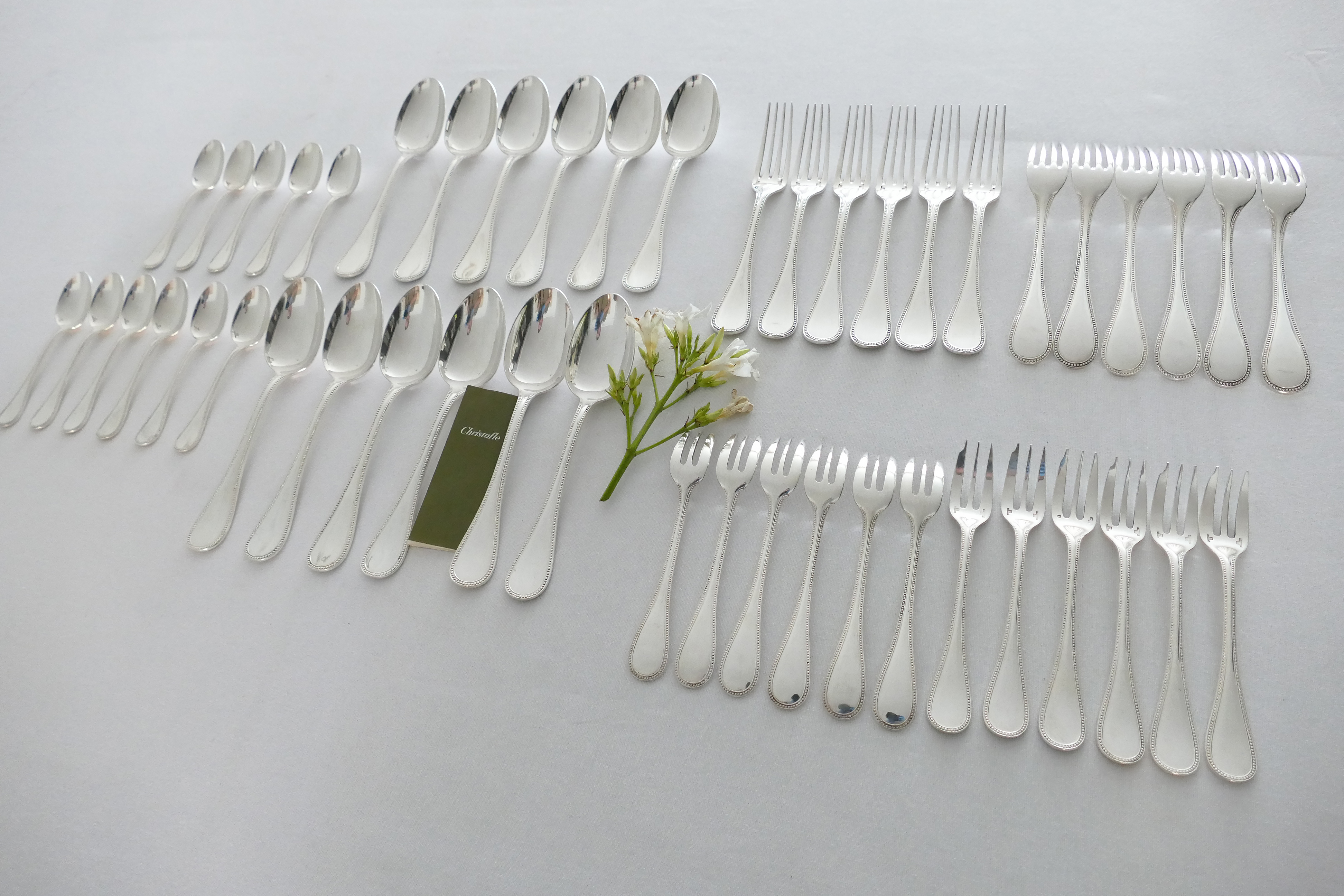 Christofle - Perles - Silver Plated Cutlery Set - 47-piece