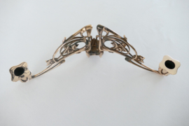 Art Nouveau Piano candleholders in polished brass - Pleyel 1890-1910