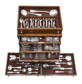 Verzilverde Art Deco bestekcassette - Boulenger & Cie. - 196-delig/12-persoons - Parijs, 1919-1938