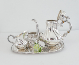 Duits .925 zilveren Koffieservies op dienblad - G. Bechtle , Pforzheim - Duitsland, 20e eeuw.
