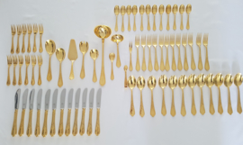 SBS Solingen - 12 pax./  70-piece Gold-Plated Cutlery set in Louis XV / Rococo style