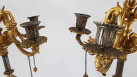 A pair of Napoleon III candelabras in Ormolu, patinated bronze and Onyx - France, 1850-1875