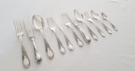 Silver plated cutlery set in Rococo/Louis XV-style - 148-piece/12-pax. - Alpaca 100 - Solingen, Germany