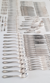 Silver plated cutlery set in Rococo/Louis XV-style - 148-piece/12-pax. - Alpaca 100 - Solingen, Germany