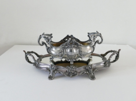 Silver Plated on Bronze Louis XVI Jardiniere on a mirror Plateau - Devouge & Dupont, Paris - 1922-1950