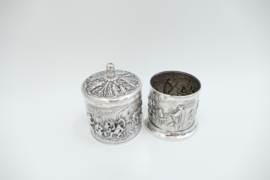 Nostalgic Old-Dutch Silver Plated Tea Caddy and Spoon Vase - H.Hooikaas for Douwe Egberts - the Netherlands, 1960s