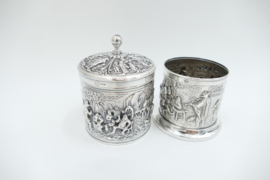 Nostalgic Old-Dutch Silver Plated Tea Caddy and Spoon Vase - H.Hooikaas for Douwe Egberts - the Netherlands, 1960s